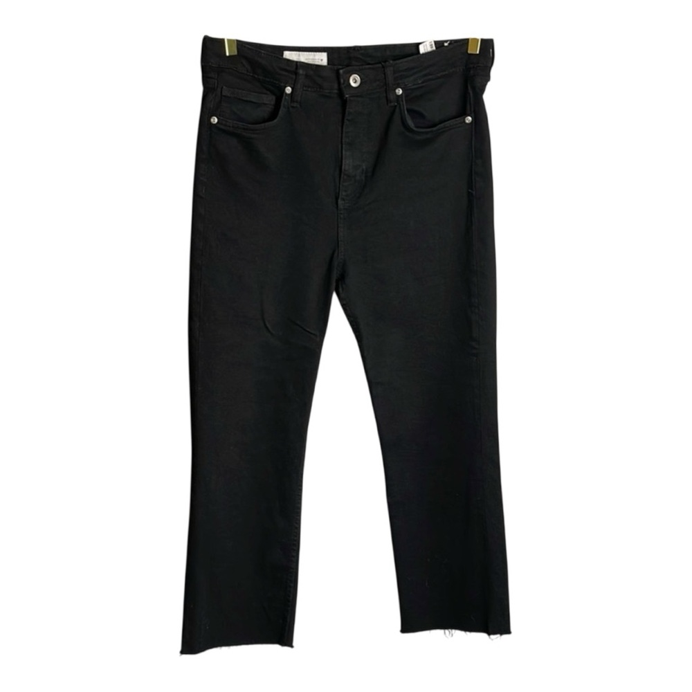 Zara Cropped Jeans black raw hem